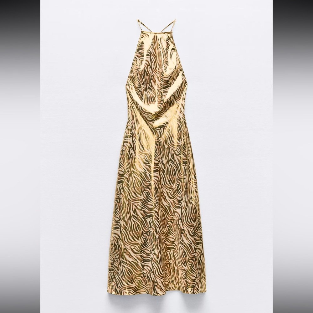 Zara Foil Animal Print Maxi Dress